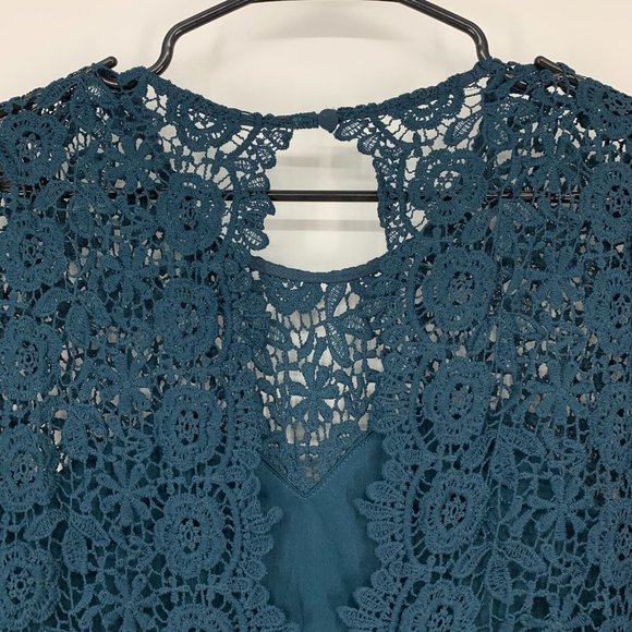 L'ATISTE by Amy Dress Blue Crochet Mini Open Back Fit Flare Lace - Picture 9 of 11